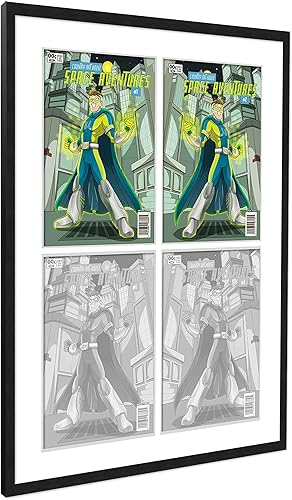Miniatura 2 de Marco de cómic negro mate  Para cómics publicados entre 1986 y el día actual (marco de madera maciza de cómic de la edad plateada)  Hecho para