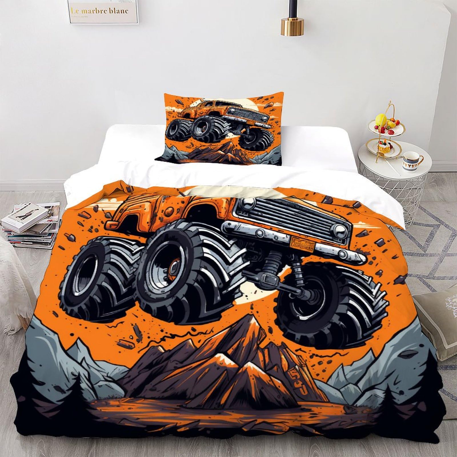 Housse de couette Monster Truck zippée pour lit une place