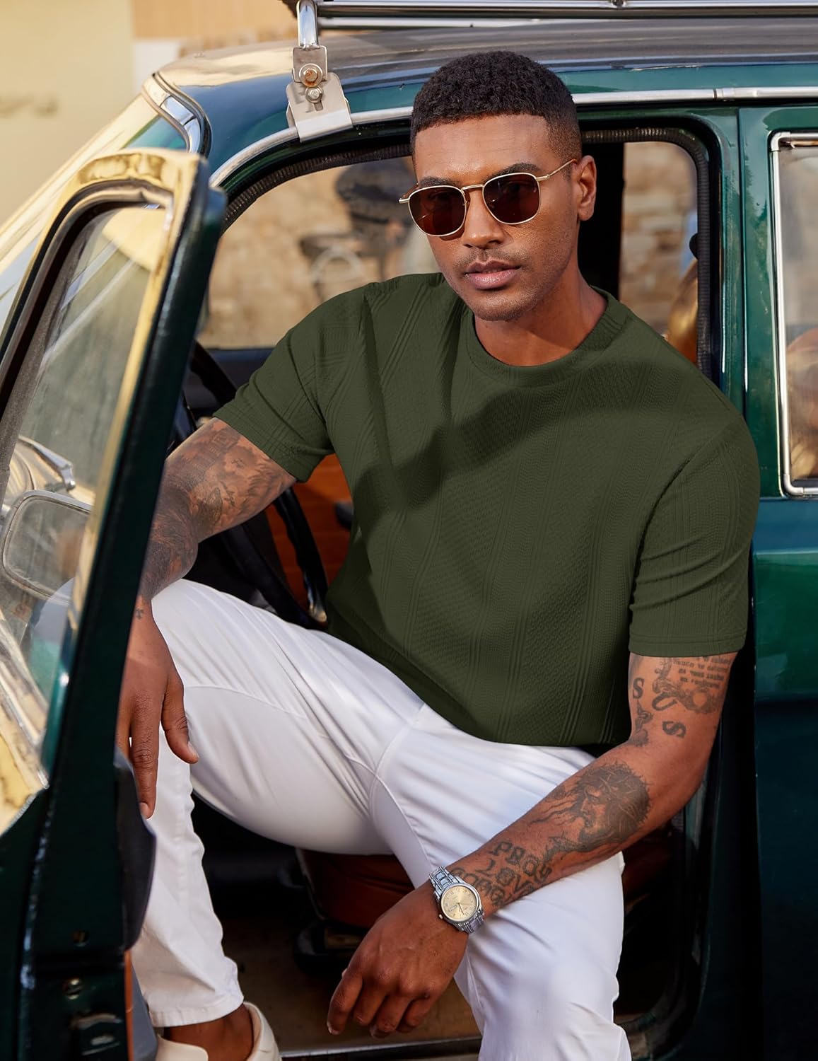 COOFANDY Men's T-Shirt Short Sleeve Crew Neck Textured Shirts Classic Knit Pullover Tees - Image 6