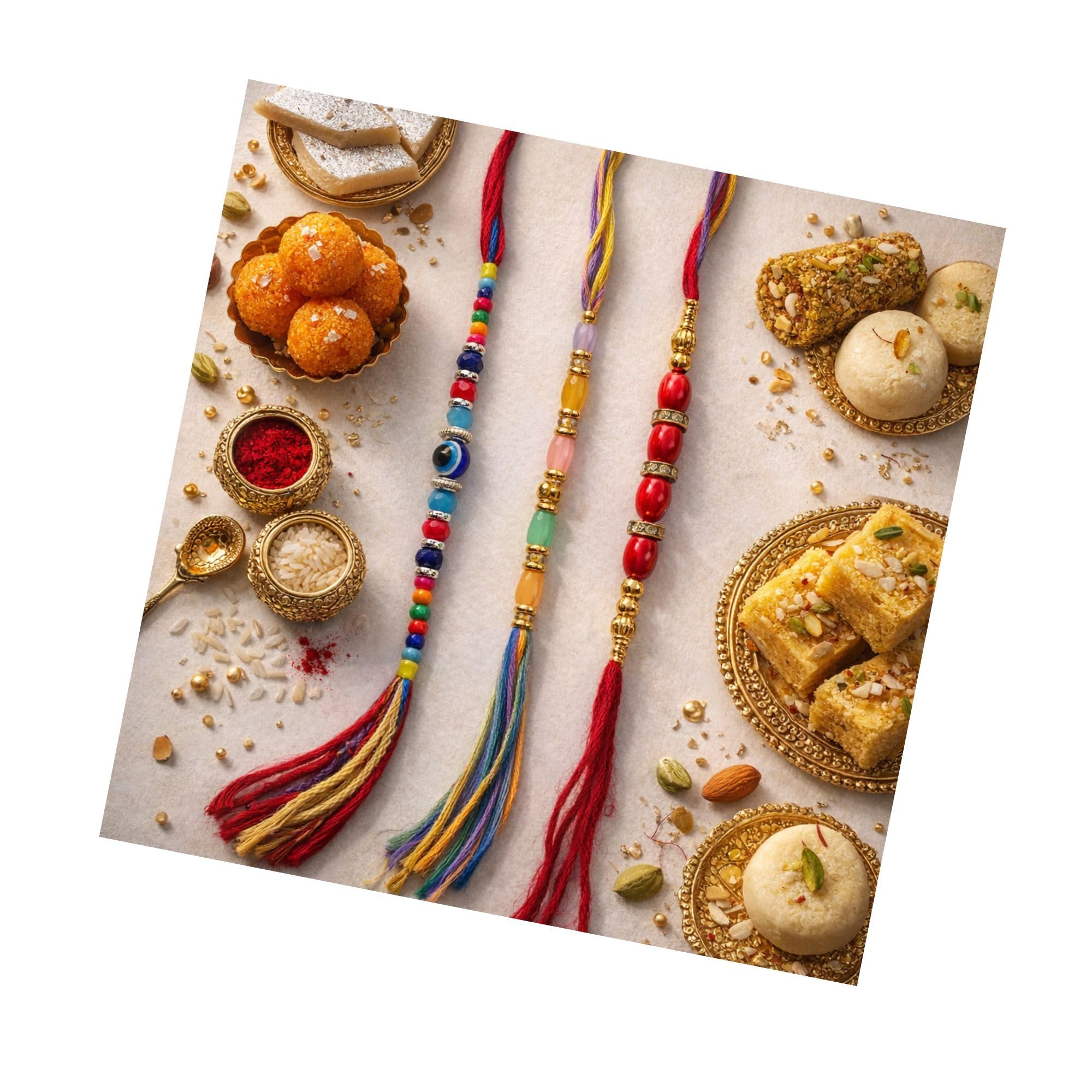 Unisex Adult Multicolor Rakhi For Brother Set Combo Of 3 | Traditional Rakhi Set For Bhaiya | Rakhi Bracelet For Bhai | Rakhis For Rakshabandhan | Rakhi Gift-image-14