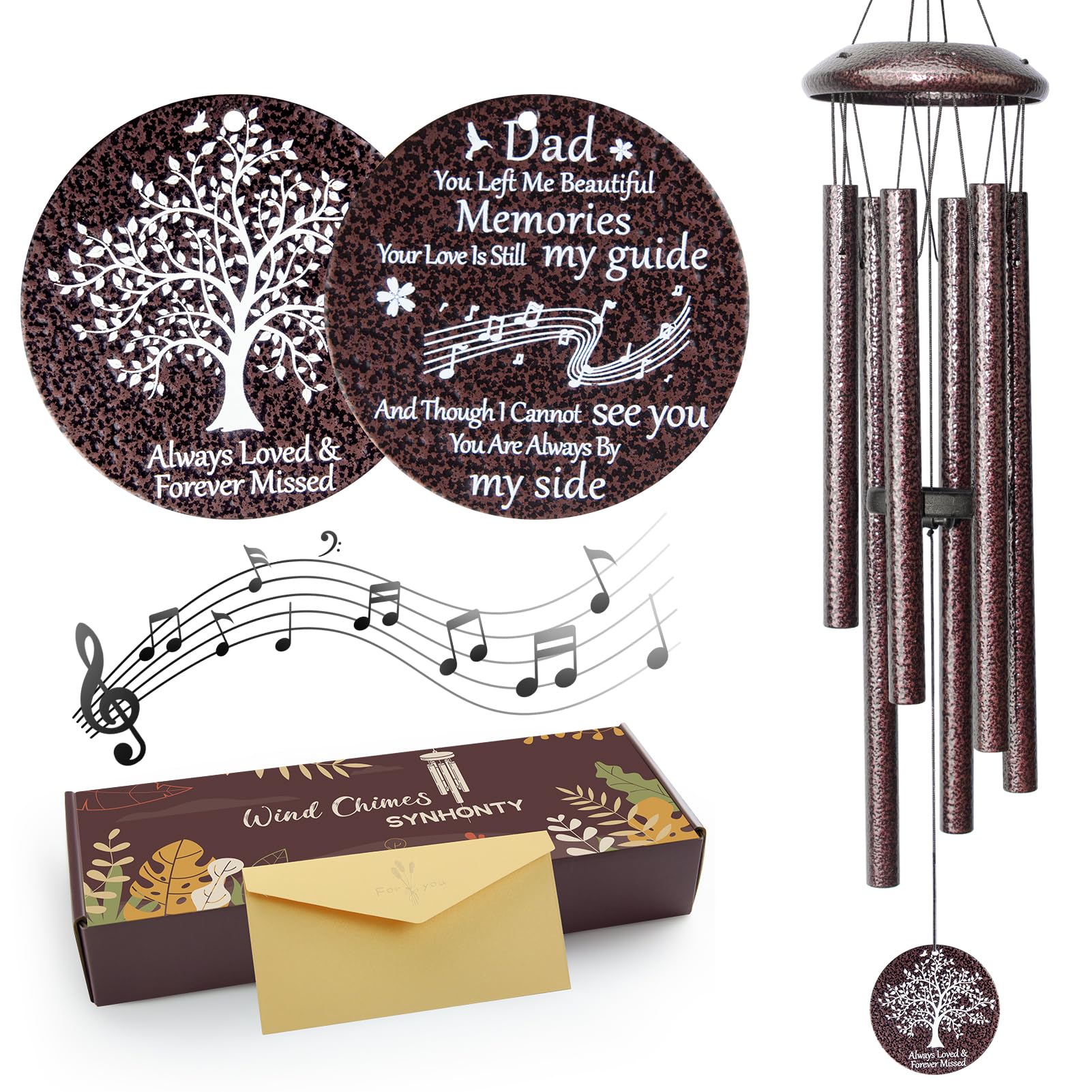 Memorial Gifts for Loss of Dad, 25'' Memorial Wind Chimes for Loss of Father, Sympathy Gifts for Lose of Dad Father, Bereavement/Condolence/Remembrance Gifts