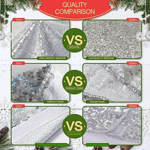 Miniatura 104 de Falda de árbol de Navidad de lentejuelas: Falda de árbol de bronce de 24 pulgadas, falda de satén con lentejuelas Falda de árbol pequeño