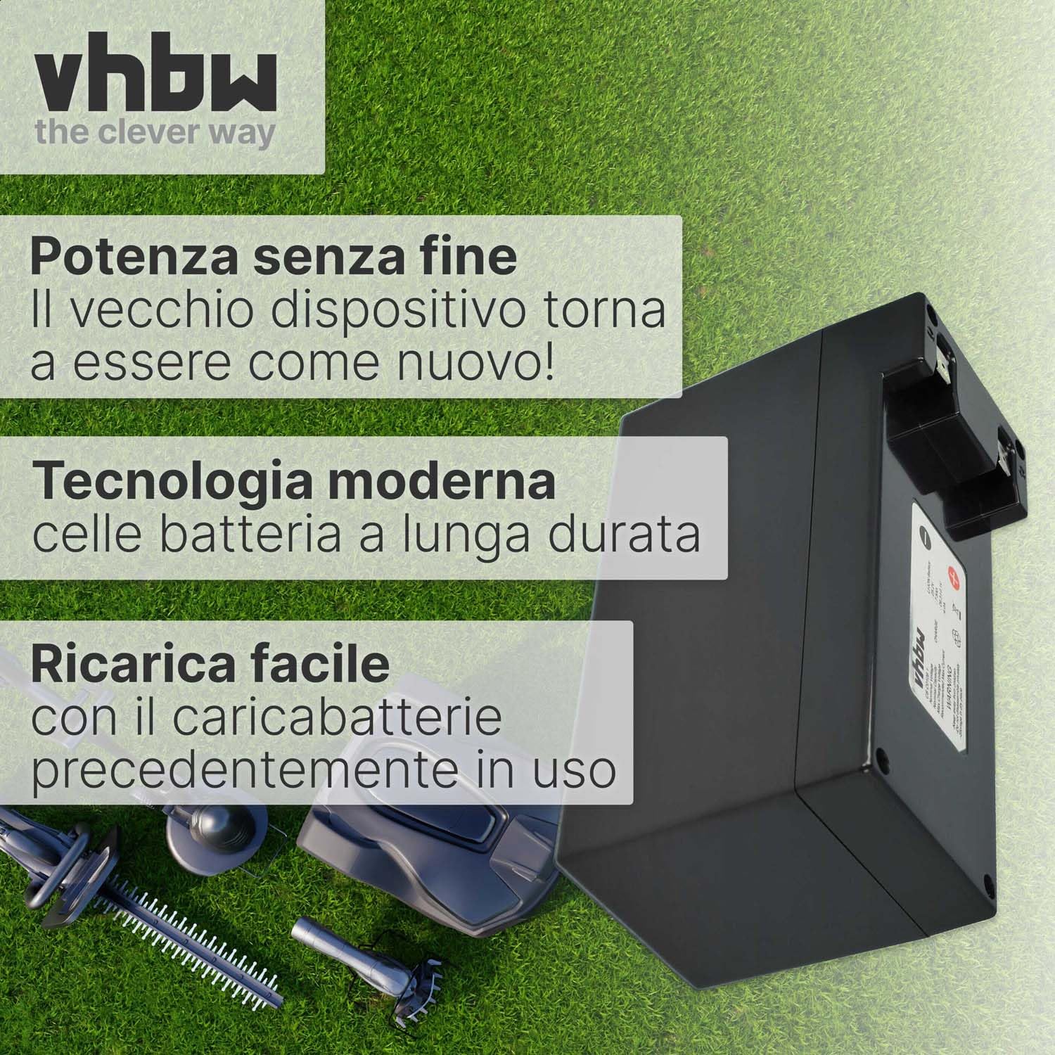 vhbw batteria sostituisce Zucchetti CS-C0106-1, CSC0106/1 per robot tagliaerba 7,5Ah 25,2V Li-Ion