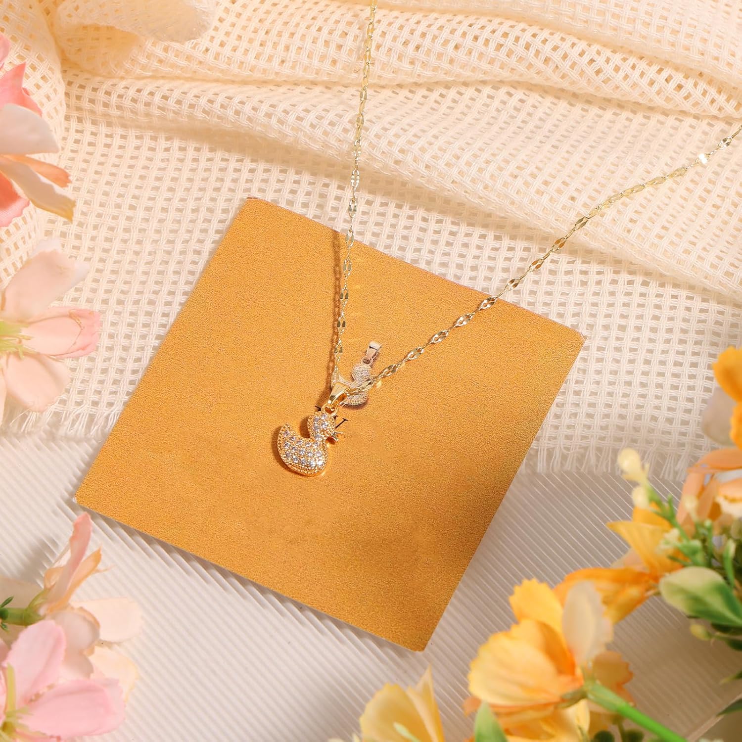 Positive Duck Necklace with Inspirational Card, Dainty Gold Duck Pendant Necklace Chain Good Luck Cheer Friendship Charm Jewelry Stuff for Women Mom Sister Friend Gift - Image 4