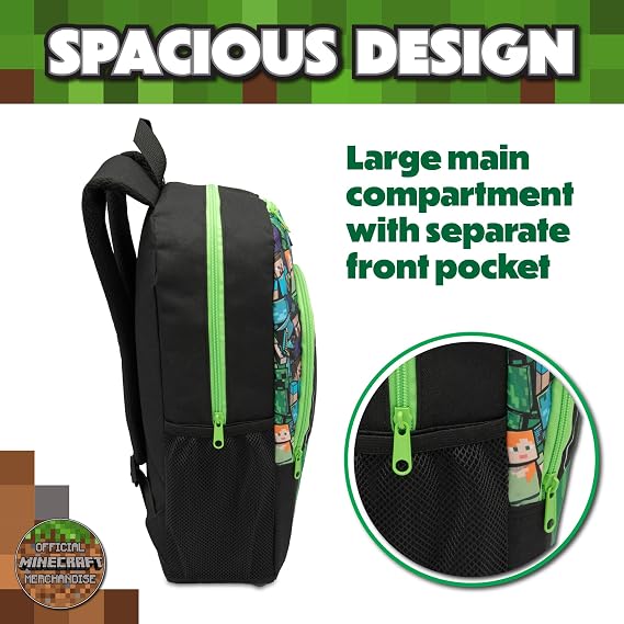 Minecraft Kids Creeper Backpack Childrens School Bag Boys Rucksack