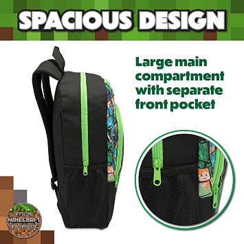 Minecraft Kids Creeper Backpack Childrens School Bag Boys Rucksack