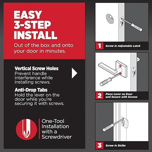 Miniatura 5 de Kwikset Halifax - Manija de puerta de paso interior, palanca para puertas de armario y pasillos, palanca reversible sin cerradura, negro mate, con