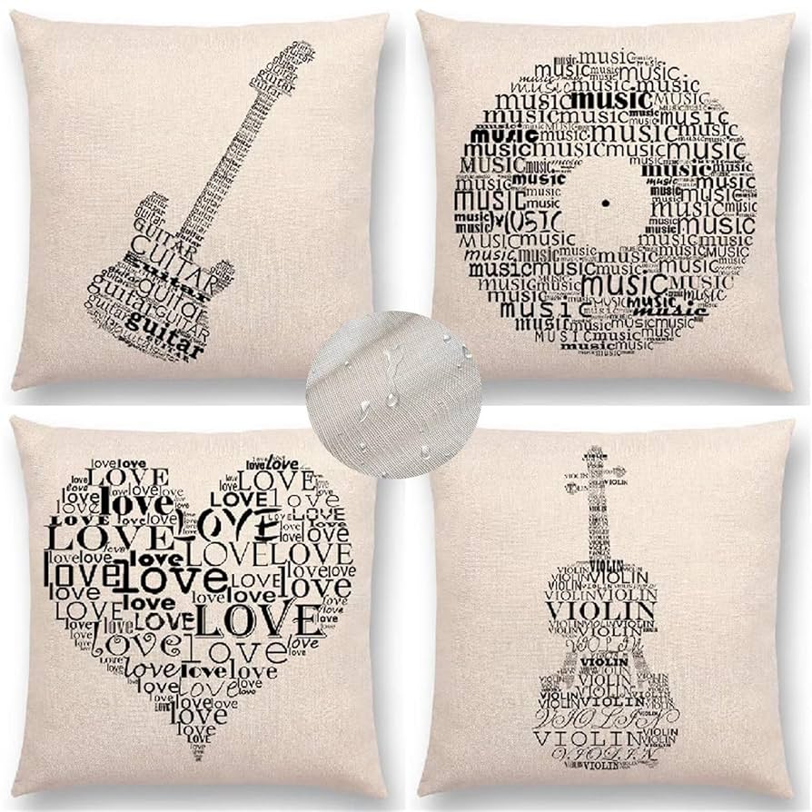 Amazon.co.jp: クッションカバー 75x75cm 4枚セット 音楽