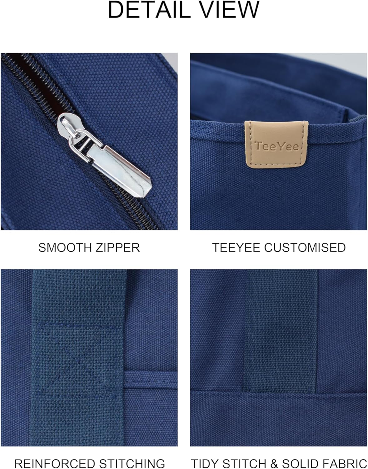 TeeYee 16oz Canvas Tote Bag Casual Multi pockets Handbags Large Capacity Shopping Shoulder Bag with Pocket Bags Work Purses | Shopper bag, Zipper pockets, Unsex design, Organized slots