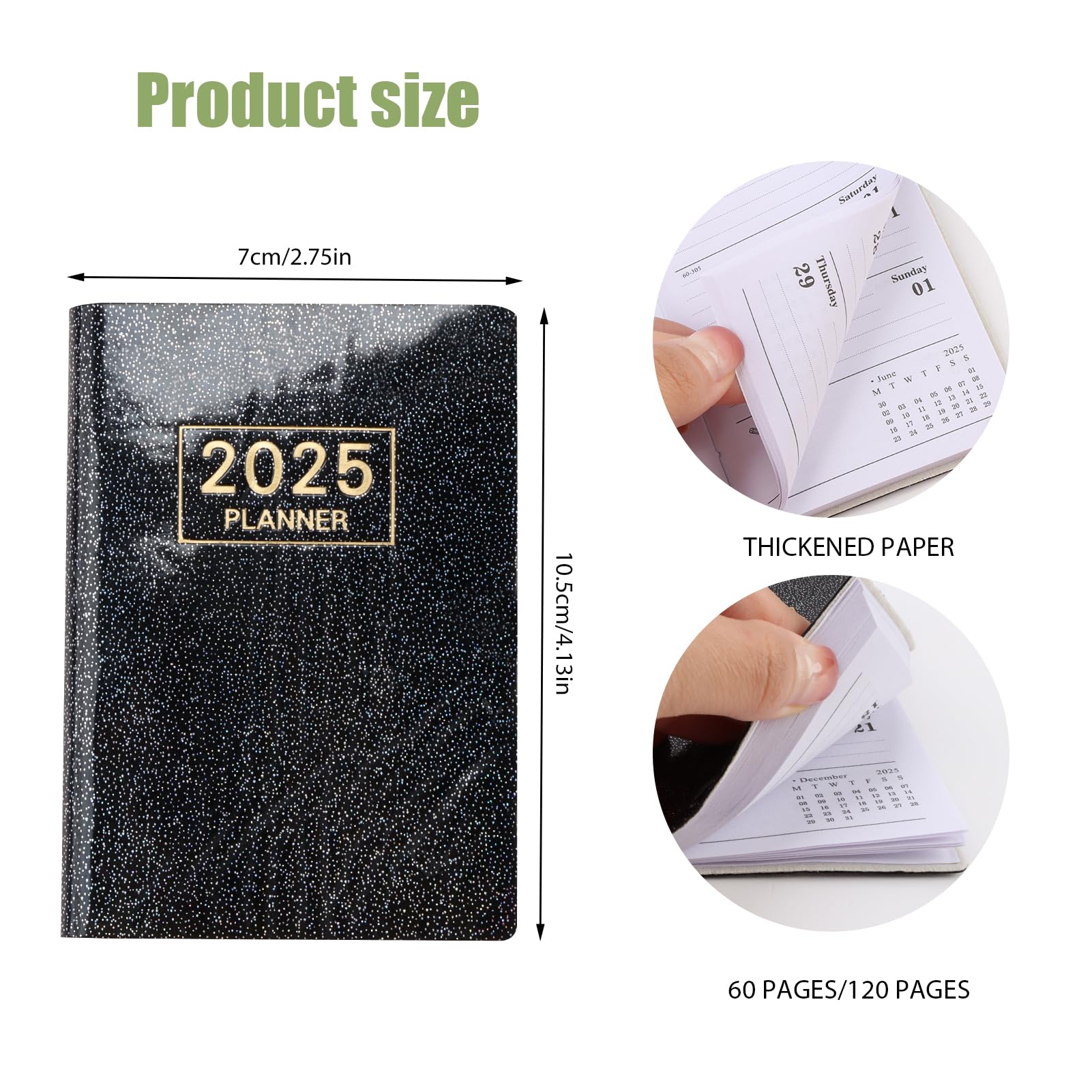 Small Pocket Diary 2025 Week to View,Pocket Diary 2025, A7 Weekly Monthly Daily Week to View Planner with PU Leather Cover, Small Agenda Appointment Book for Academic Journal Diary - Image 2