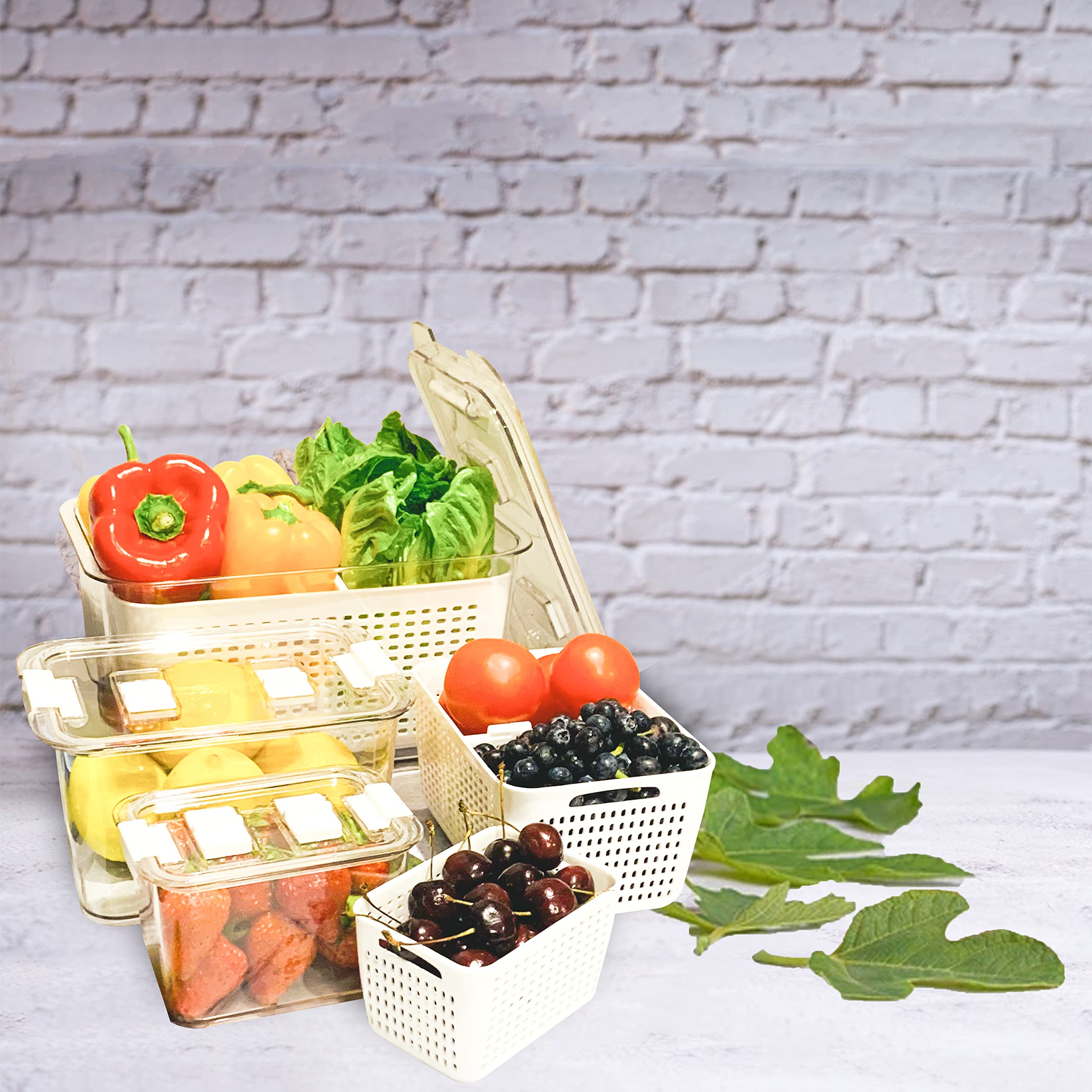 Scatola Porta Frutta Per Frigorifero A Doppio Strato, Trasparente E Drenante, In Plastica Alimentare, 19,8x13,3x11,4 Cm