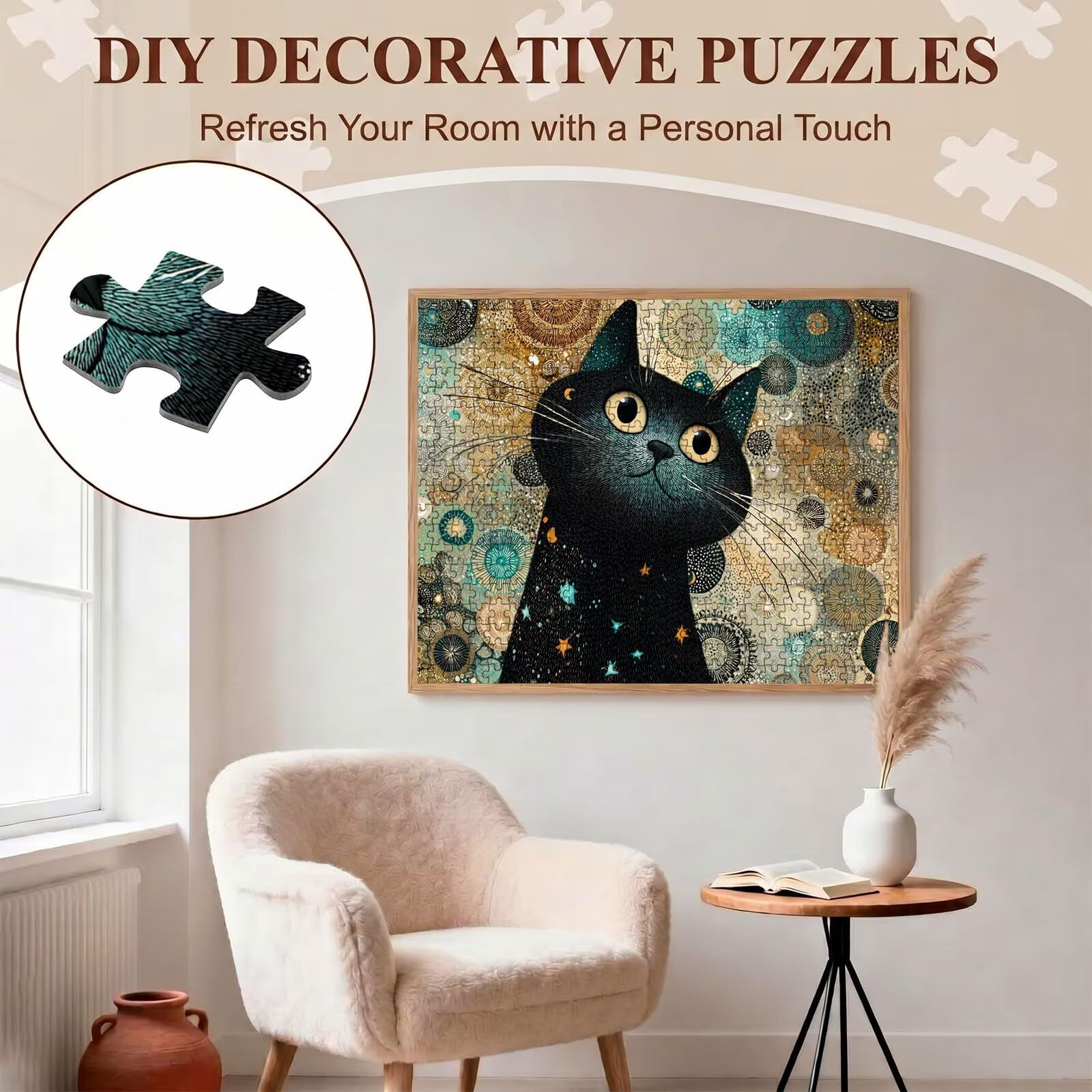 gatto nero-2 Puzzle 5000 Pezzi per Adulti, Puzzle in Legno - Collezione Classica con Poster Incluso - Sfida di Concentrazione e Passatempo Antistress, Gioco Educativo per Famiglia, 156 x 105 cm f0-704