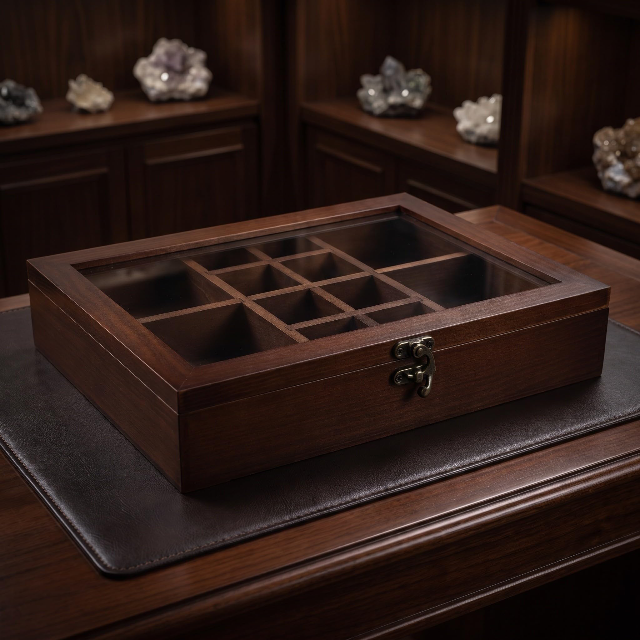 Toyvian Caja de Coleccionista de Madera Marrón con Tapa Transparente