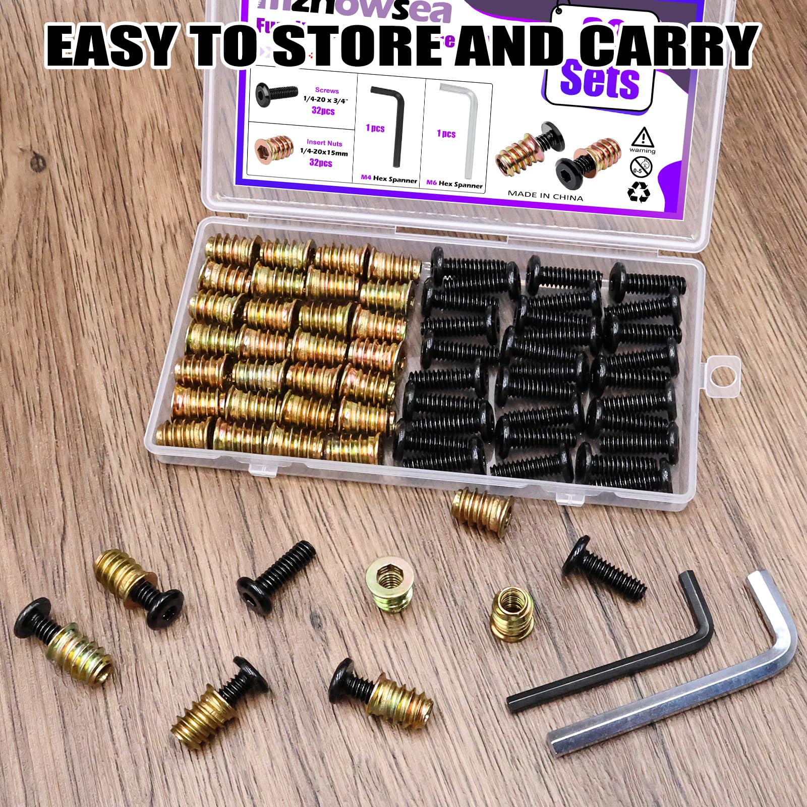 Furniture Screw Nuts - 32 Sets Wood Inserts -7 Furniture Screw Nuts - 32 Sets Wood Inserts -7