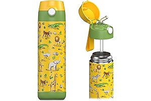 JARLSON Stainless Steel Water Bottle with Straw - CHARLI Kids Thermos, 18 oz