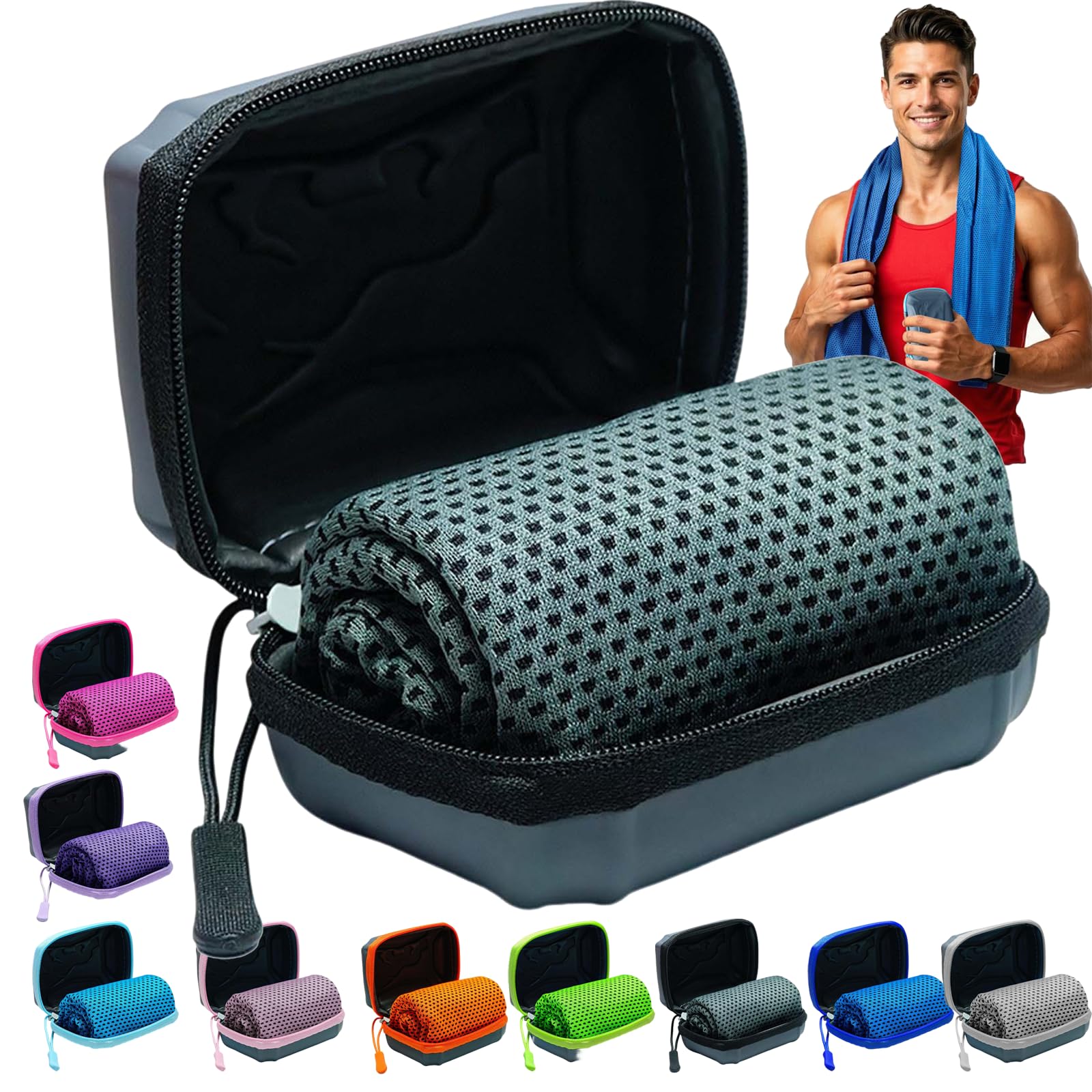 Cooling Towels,30x80 Cm Breathable Instant Quick Drying Ice Cool Microfibre Cloth,Ice Cool Microfibre Towel for Neck & Face,Cool Towels For Extreme Heat For Gym Workout Running Yoga Golf (Black) โ image 1