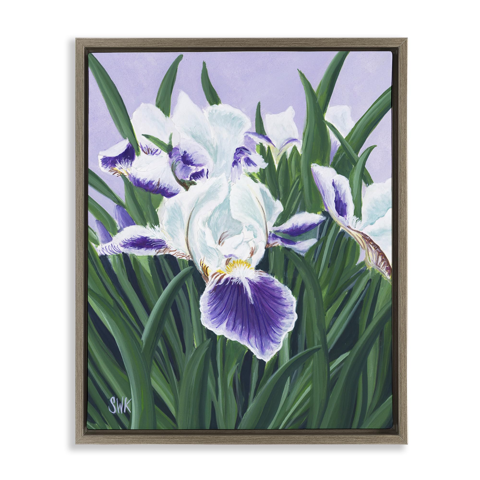 Stupell Industries Montalcino Elm (Textured) 'Purple & White Irises'| Floating Frame Canvas Art