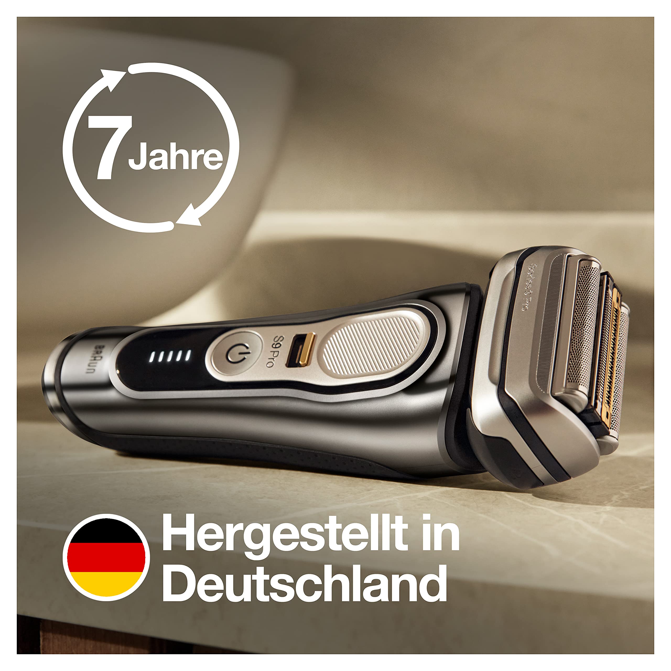 Braun Series 9 Pro Elektrorasierer für Herren, Bartrasierer mit ProLift-Trimmer und 4-in-1-Kopf, 5-in-1-Reinigungs- und Ladecenter, Tasche, wiederaufladbar, kabellos, 9466 CC, Chrom