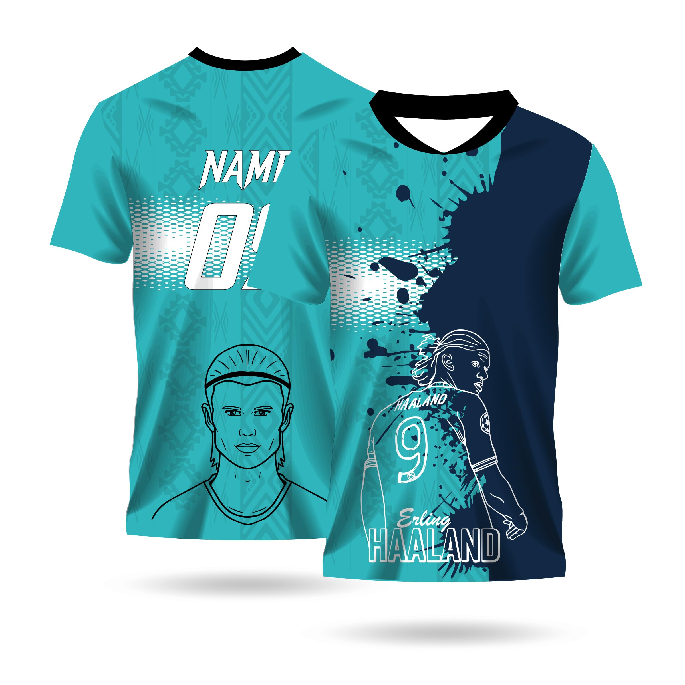 woopme Customize Name and Number Half Sleeve Football Printed Erling Haaland Customized Name Jersey for Men Boys