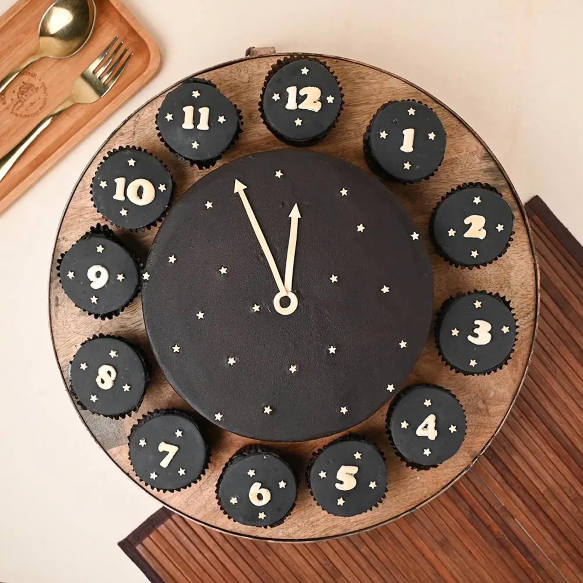 Bakingo New Year Special Fresh Yummy Clock Theme 500g Chocolate Cake & Set of 12 Cupcakes | New Year Celebration Cake | 2025 Celebrations Cake | New Year's Eve Cake | Party Cake (Same Day Delivery)-image-47