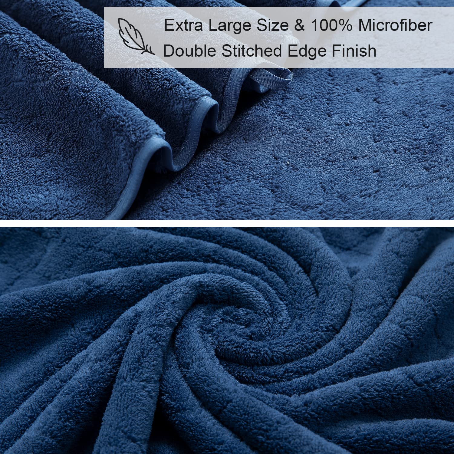 8Piece Navy Bath Towels Set,2 Oversized Large Bath Towels Sheet,2 Hand