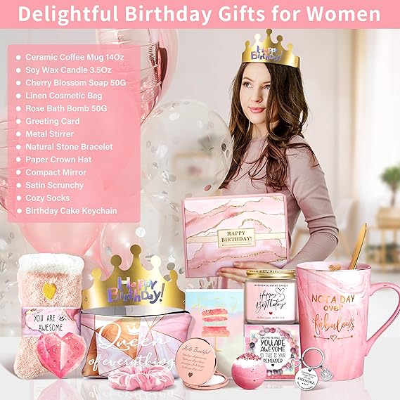 Jumway Not A Day Over Fabulous Mug Gifts Set- Birthday Gifts for Women - Funny Birthday Gift Ideas for Her,Friends, Coworkers, Her, Wife, Mom, Daughter, Sister, Aunt Ceramic Marble Mug 14 Oz