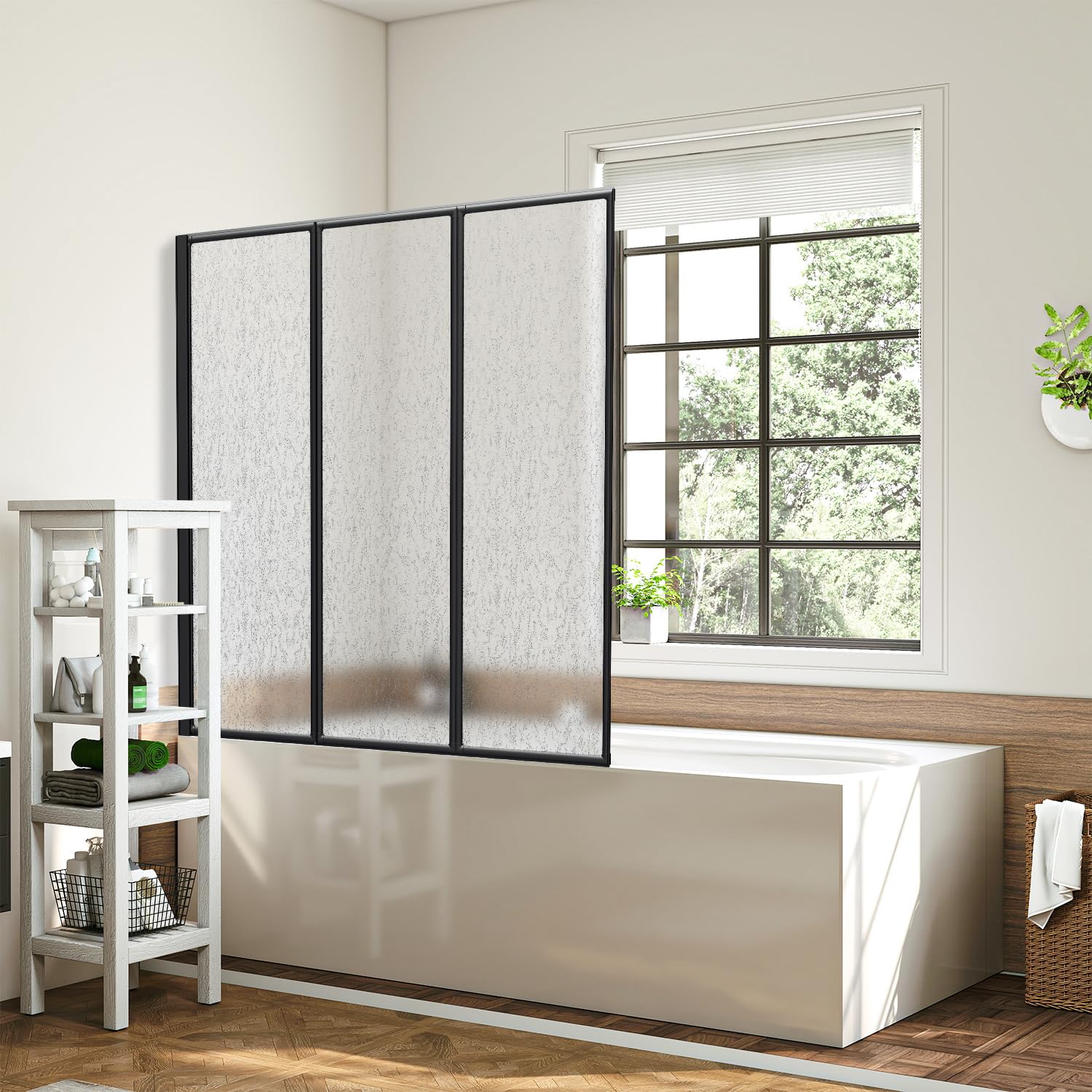 Duschwand für Badewanne 120x140 cm, 3-teilig faltbar