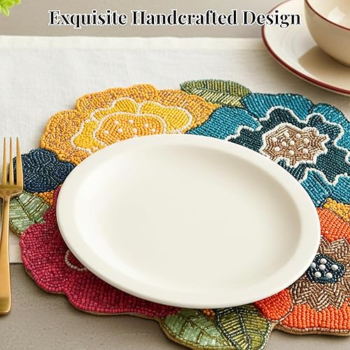 Miniatura 8 de Manteles individuales con cuentas para mesa de comedor, manteles individuales de cuentas de 13 pulgadas para decoración de granja y decoración de