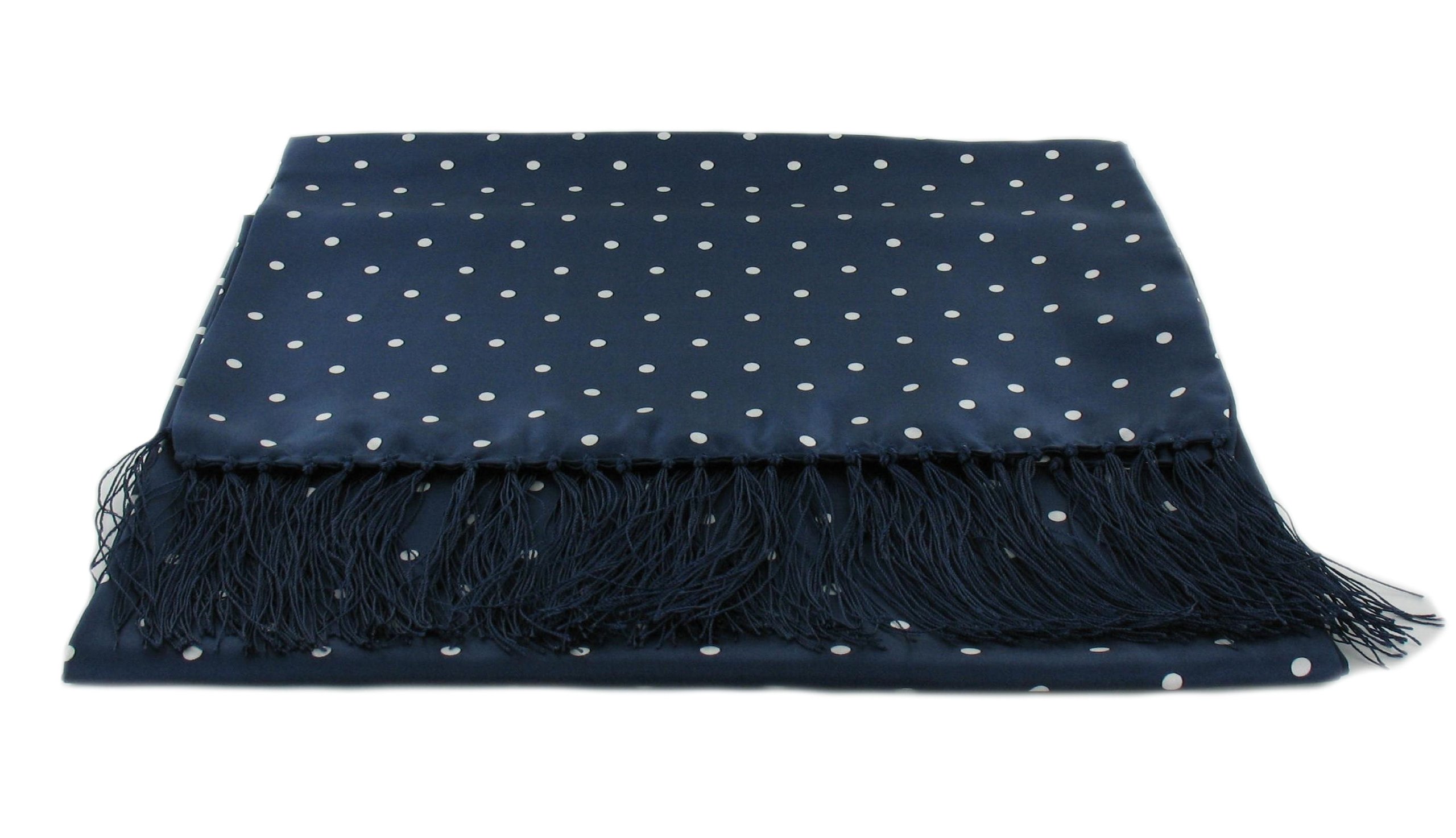 Michelsons Of London Men's Navy Silk Wide Polka Dot Scarf