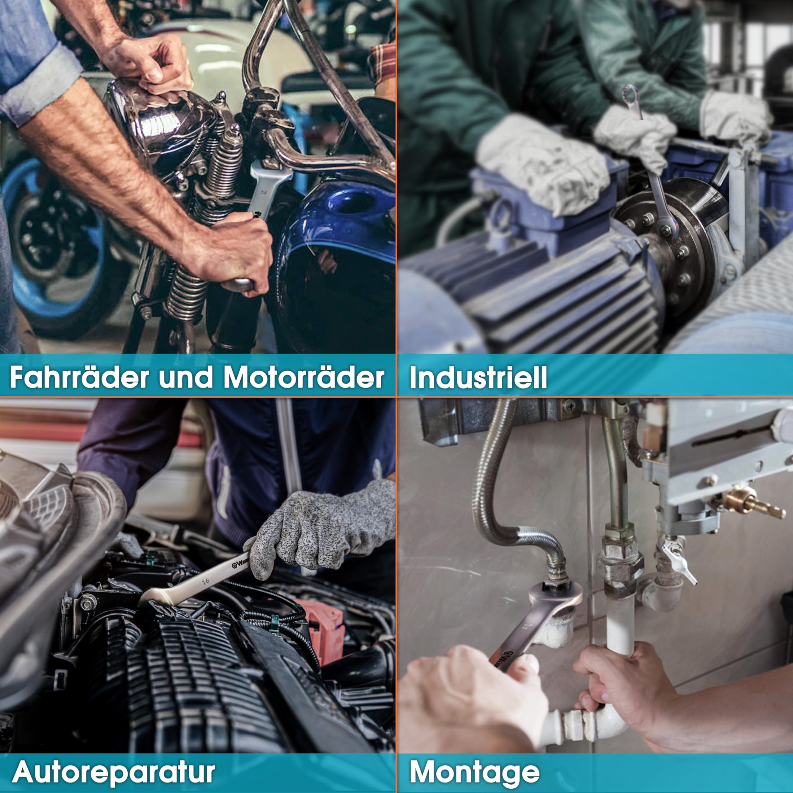 WerkFix Ring-Maulschlüsselsatz 25-tlg. 6–32 mm | CrV-Stahl Schraubenschlüssel Set KFZ Werkstatt | Gabelschlüssel mattiert & laser-markiert | Profi Schraubenschlüssel Set mit Rolltasche