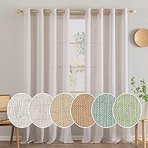 MIULEE Lino Tende Finestre con Occhielli Tenda a Pannello Traslucido Tende Moderne a Vela Trasparente Adatte per Porte Balcone Soggiorno Camera da Letto 2 Pezzo Set Lino Naturale Bianco 140×260 cm