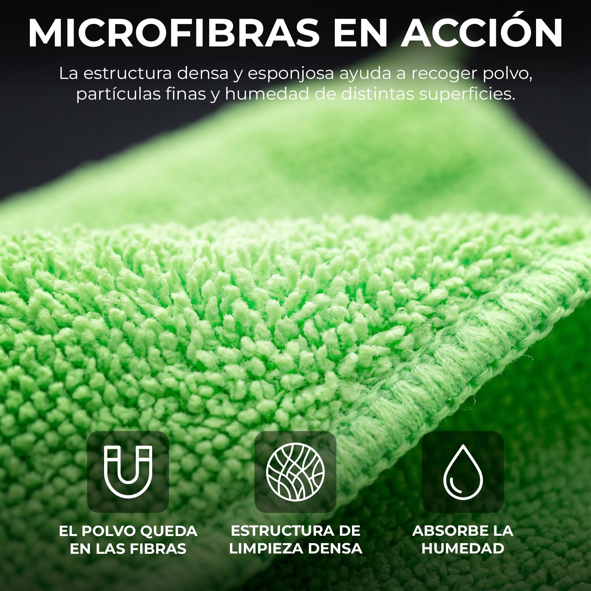 ToolSpace Paños Microfibra Universal 50x60 cm 10 Unidades Grandes para Cocina Baño Coche Cristales Espejos Muebles Suaves Absorbentes Reutilizables Sin Rayas Limpieza Hogar Multiusos