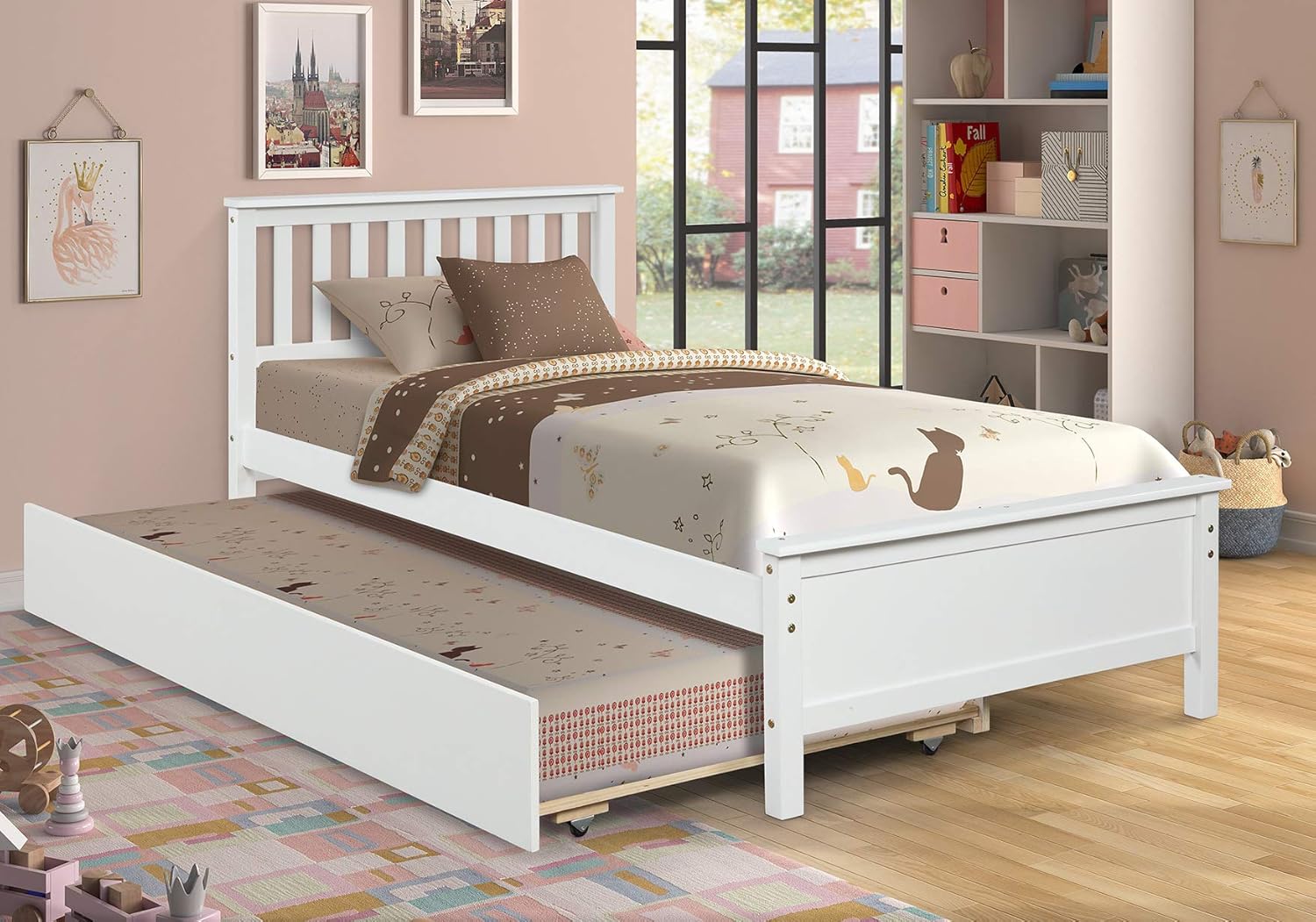 Hanway Twin Sleigh Bed with Trundle Twin Sleigh Bed Frame Solid Pine Twin Sleigh