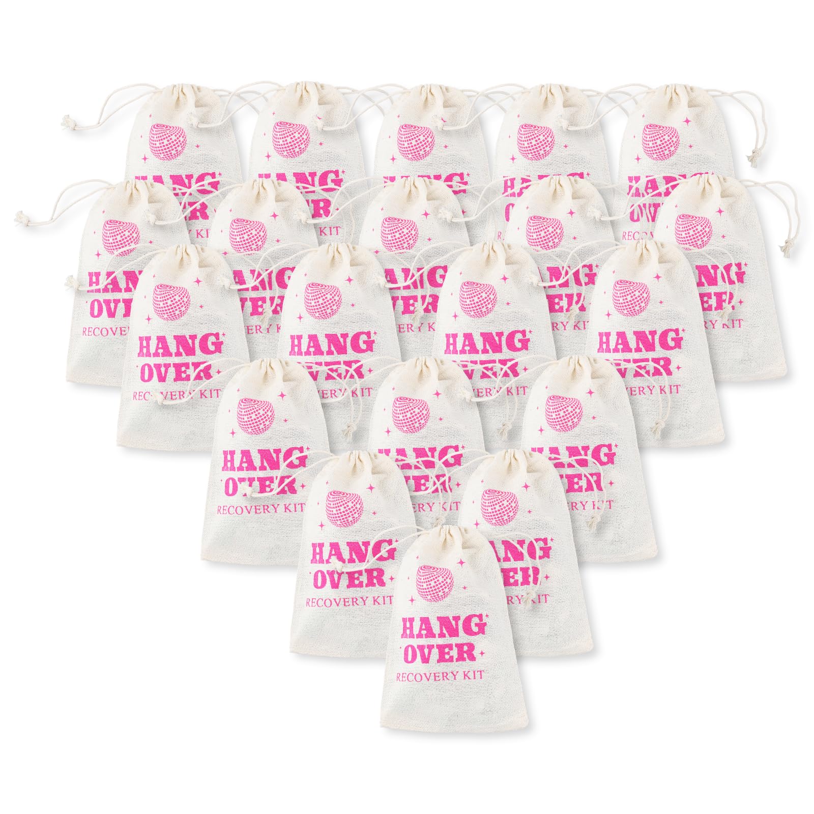 20 Pcs Hangover Kit Bags 3.9 x 5.9 Inch Bachelorette Hangover Bag Cotton Muslin Drawstring Bag Hangover Recovery Kit Bags for Wedding Bridal Shower Bachelor Party Favors