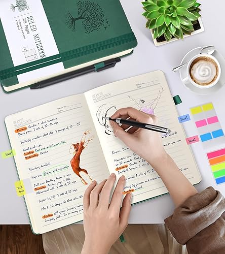 Miniatura 6 de Cuaderno rayado de 365 páginas, tamaño A5, diario grueso para escribir a rayas, diario de cuero de tapa dura para mujeres y hombres, cuaderno diario