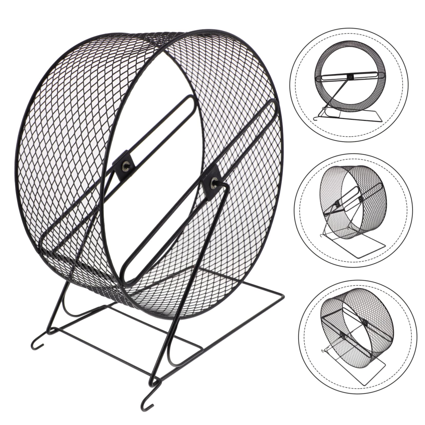 INOOMP Roue Silencieuse pour Hamster, Jouet de Course pour Hamster en Fer Noir, Exercice Sûr et Silencieux pour Hérisson et Petits Animaux