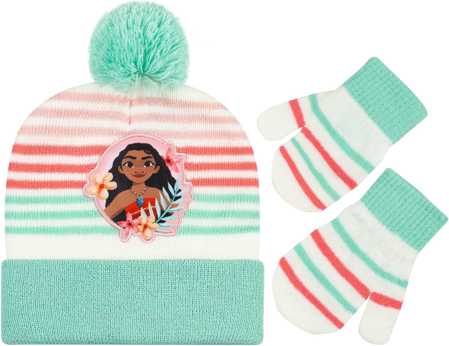 Disney Moana Girls Beanie Winter Hat and Mittens Cold Weather Set, Ages 2-7 years