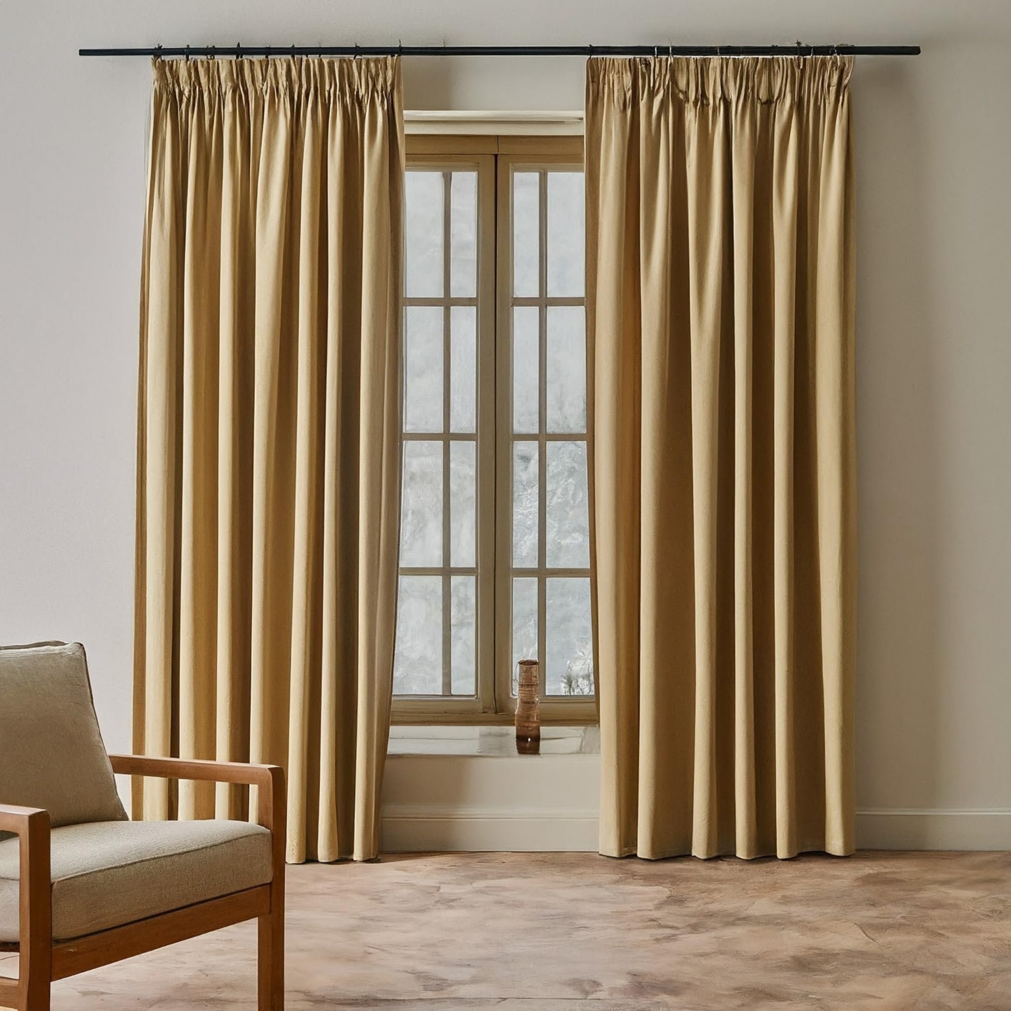 GARDINESTAN JUNG CFO GmbH Vorhänge Blickdicht Thermovorhang Hitzeschutz Gardinen Wohnzimmer Schlafzimmer 2er Set (245 x 140 cm (HxB) (Cappucino)