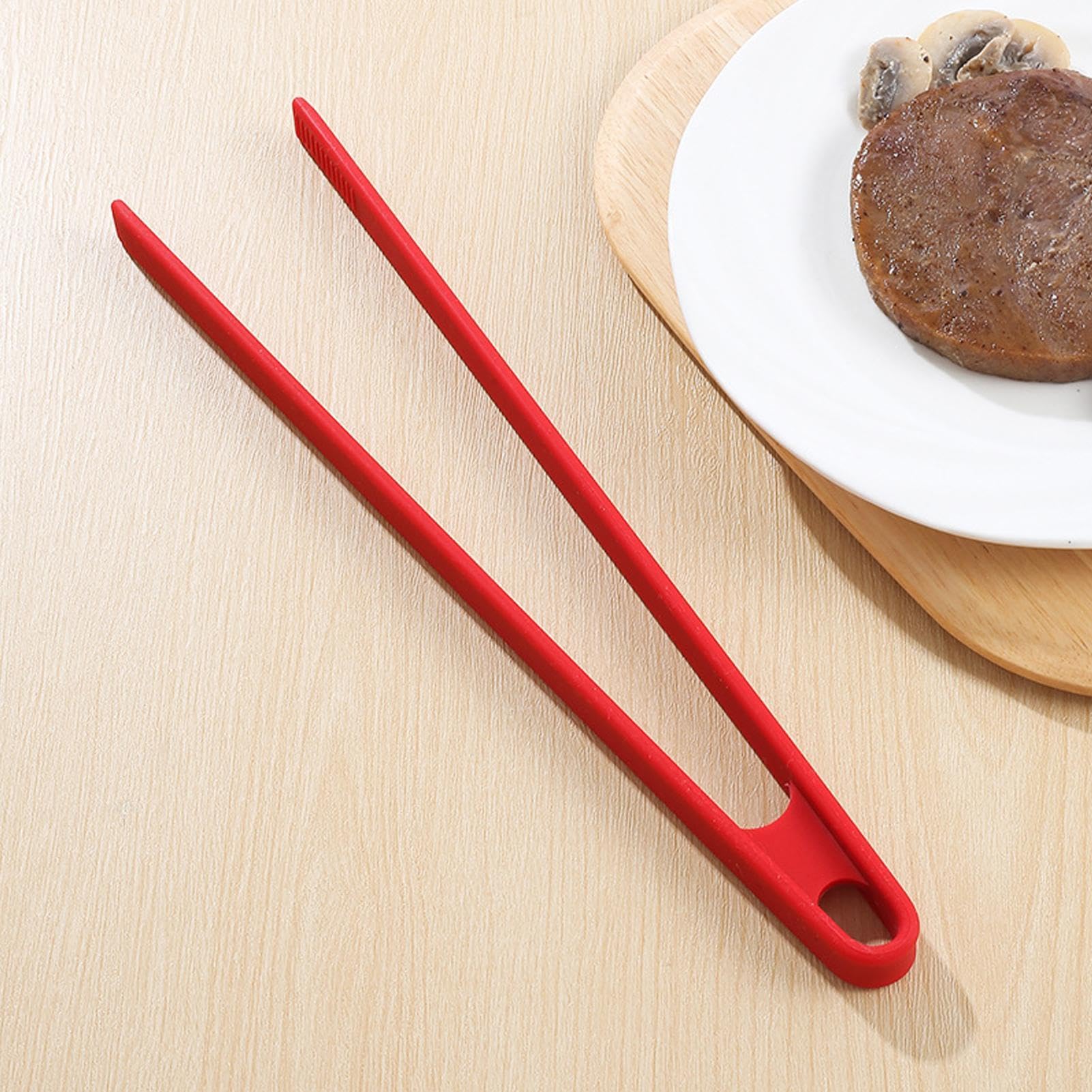 sourcing map Pinze da cucina in silicone da 22,1 cm, resistenti al calore, utensili da cucina per cucinare tostapane, insalata, barbecue, padella, pancetta, bistecca fritta, bianco