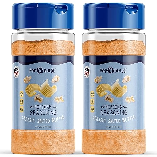 Popcorn Seasoning Classic Salted Butter Gourmet - Paquete variado de sabores de palomitas de maíz, 3.5 onzas (paquete de 2) suministros para la
