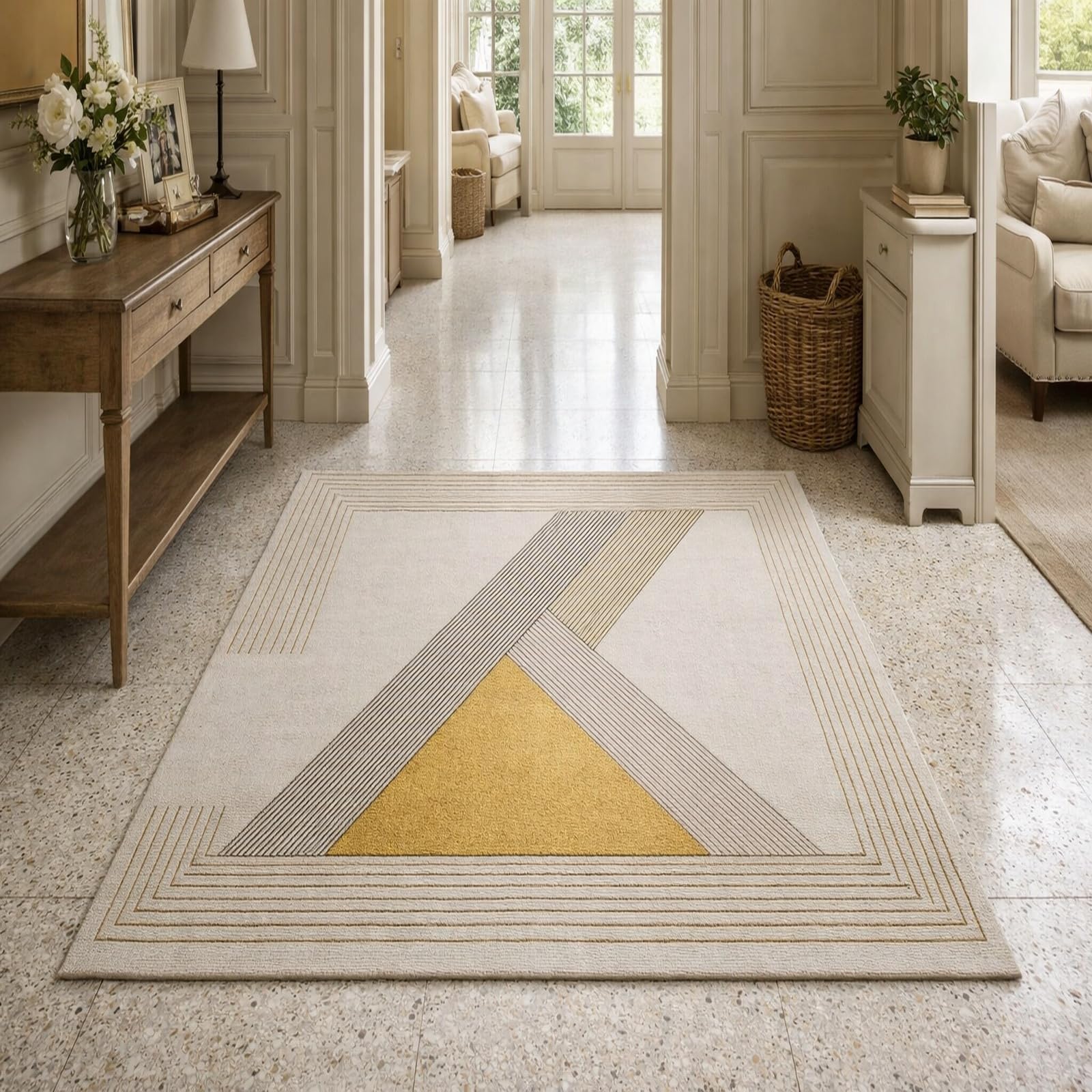 Tapis salle de conférence moderne 200 x 250 cm à motif géométrique coloré