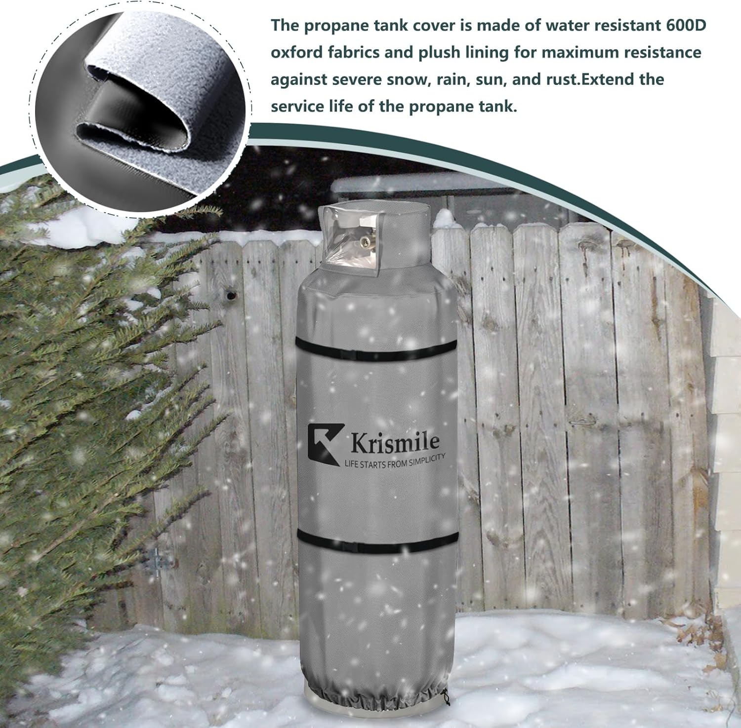 100 Pound Propane Tank Cover with Plush Lining,Heavy Duty Waterproof Anti-UV Propane Tank Winter Cover,with PVC Top Opening and Split Zipper for Easy to Use, Grey
