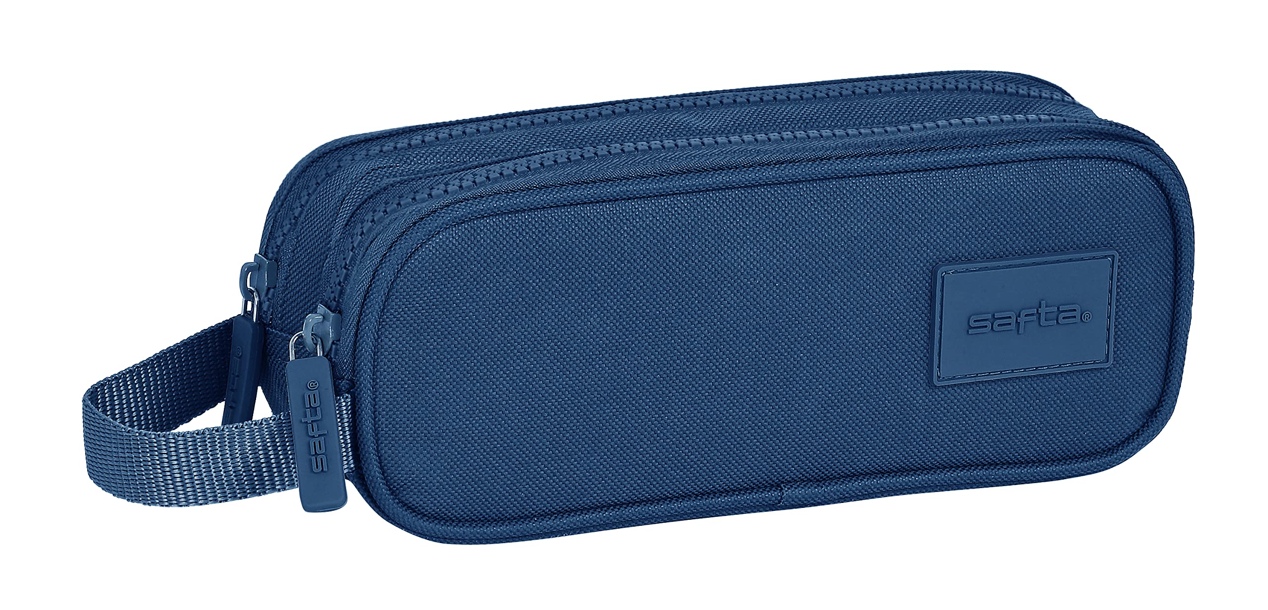 saftaDouble Children's Pencil Case, Children's Pencil Case, Ideal for School Ages, Comfortable and Versatile, Quality and Resistance, 21 x 6 x 8 cm, Navy Blue, Navy, Estándar, Casual