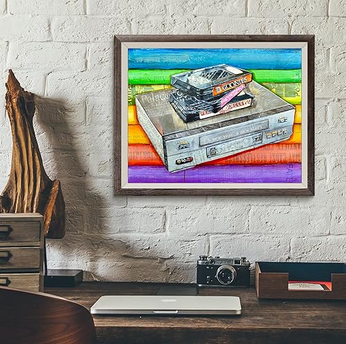 Miniatura 3 de Be Kind Rewind - Impresión artística de Danny Phillips, sin marco, VCR retro con cintas Vhs, pintura de collage mixta retro vintage, todos los