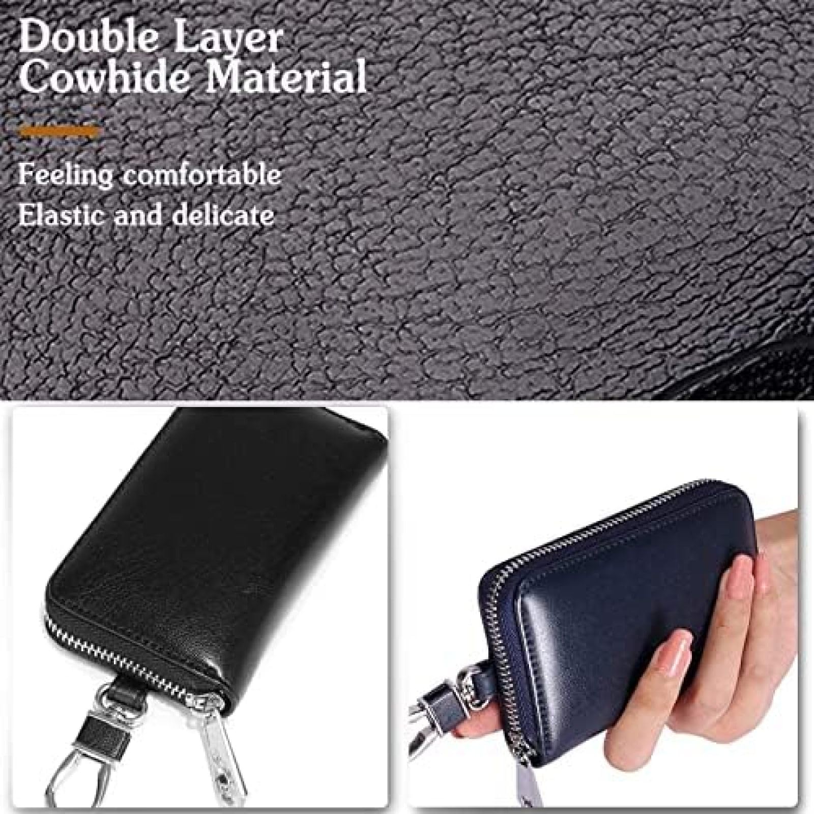 Schlüsseletui, Geldbörse, Autoschlüssel-Taschenhalter, Schlüsseletui, echtes Leder, Autoschlüsseltasche, wasserdicht, tragbar, Schlüssel-Reißverschlusstasche, Kartenhalter, Schlüsselanhänger