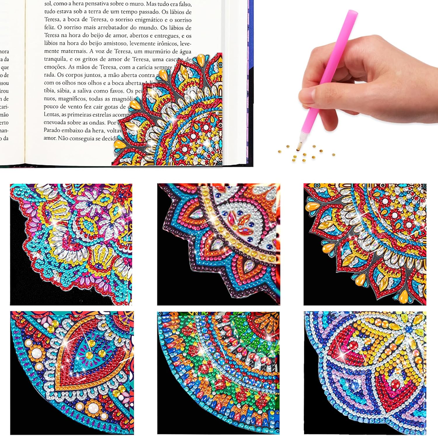 6pcs Diamond Painting Bookmarks Corner Bookmark for Book