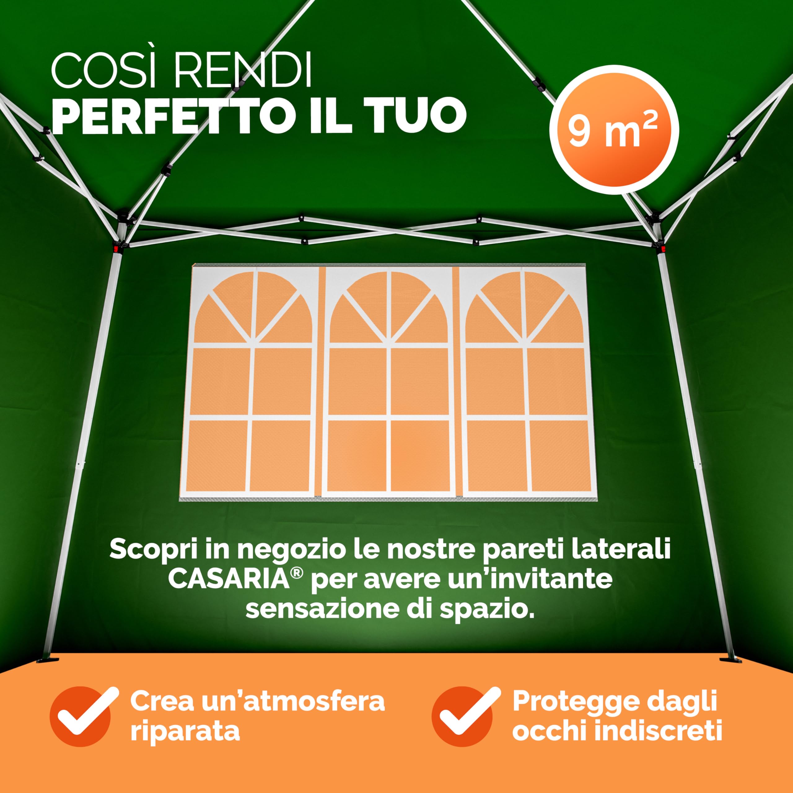 CASARIA® Gazebo da Giardino Capri 3x3m Pop-Up Protezione 50+ Impermiabile Tenda a Fisarmonica Verde