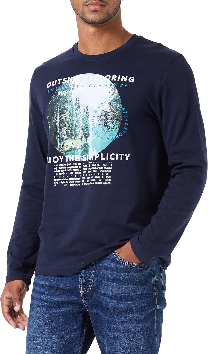TOM TAILOR Denim Hombre Camiseta De Manga Larga Con Cuello Alto