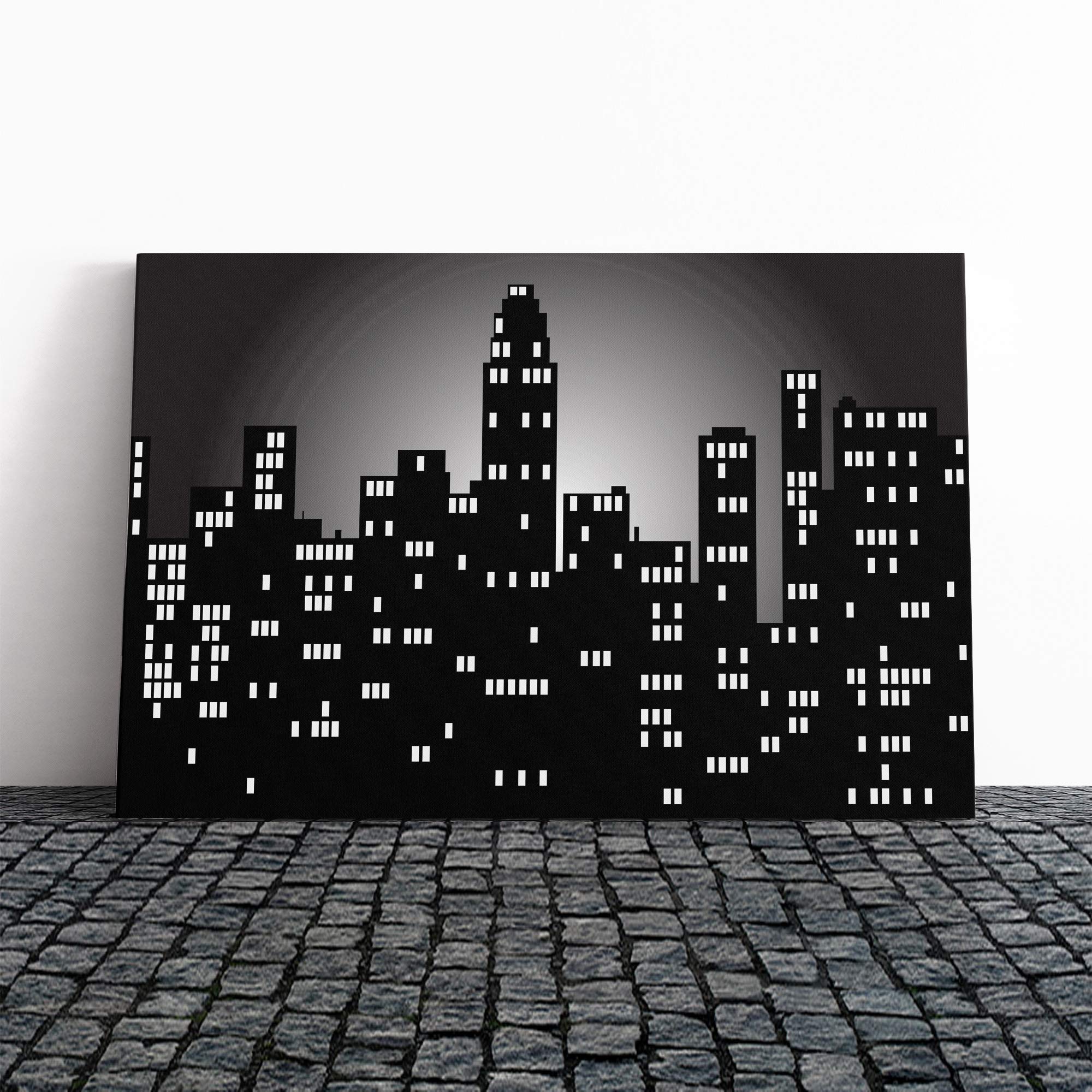 City Skyline (2) Canvas Print | Gallery Wrapped 30mm Frame Wall Art | 30x20 inches | Ready to Hang | Modern Cityscape Picture | Living Room Bedroom Lounge Office