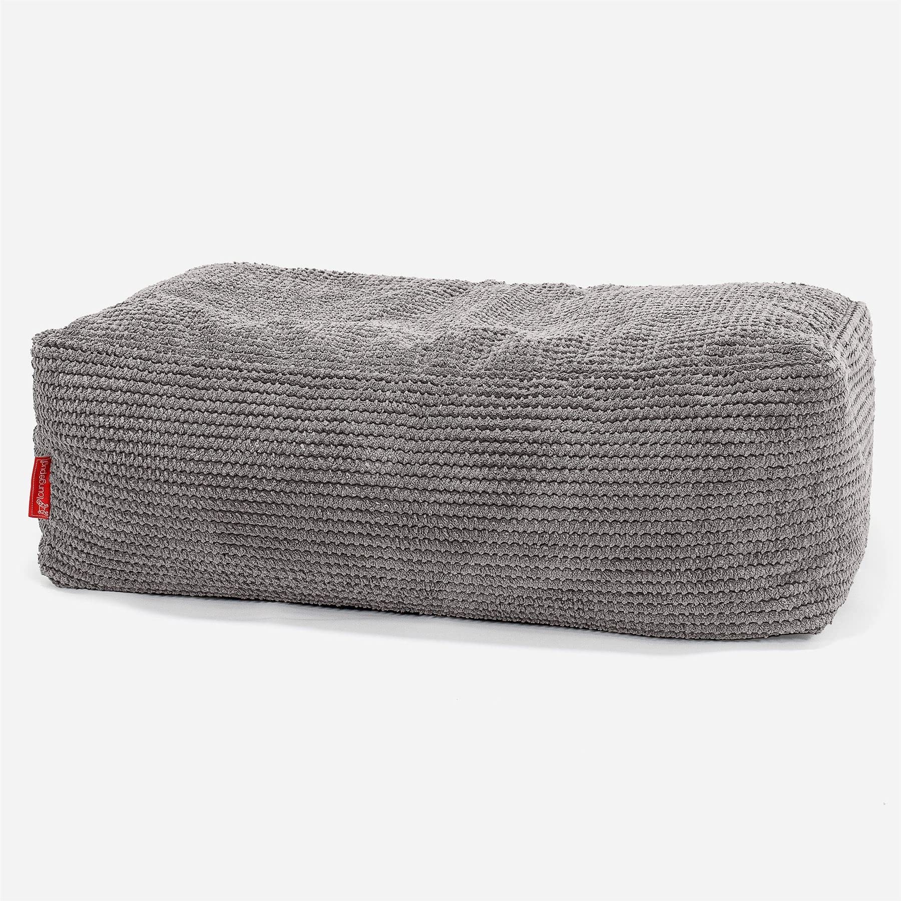 Lounge Pug Pouf Poggiapiedi A Sacco Grande – Pompon Grigio Carbone, Ottomana Morbida Con Rivestimento Antimacchia